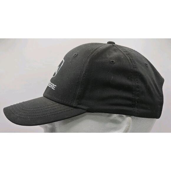 Genuine John Deere Black Strapback Hat‎ Chrome Logo Trucker Cap Farm Tractor - Picture 5 of 9
